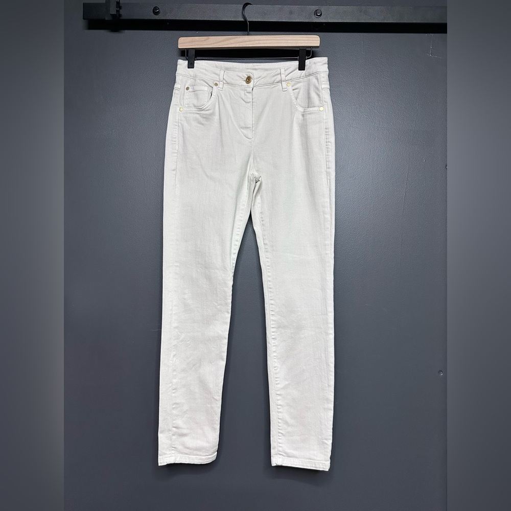 Brunello Cucinelli Skinny High Waist Jeans Cream US 6